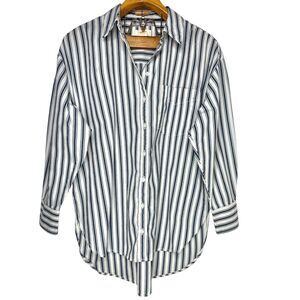 Maeve By Anthropology Striped Down Oversized Button Down Collared Blouse Size: M
